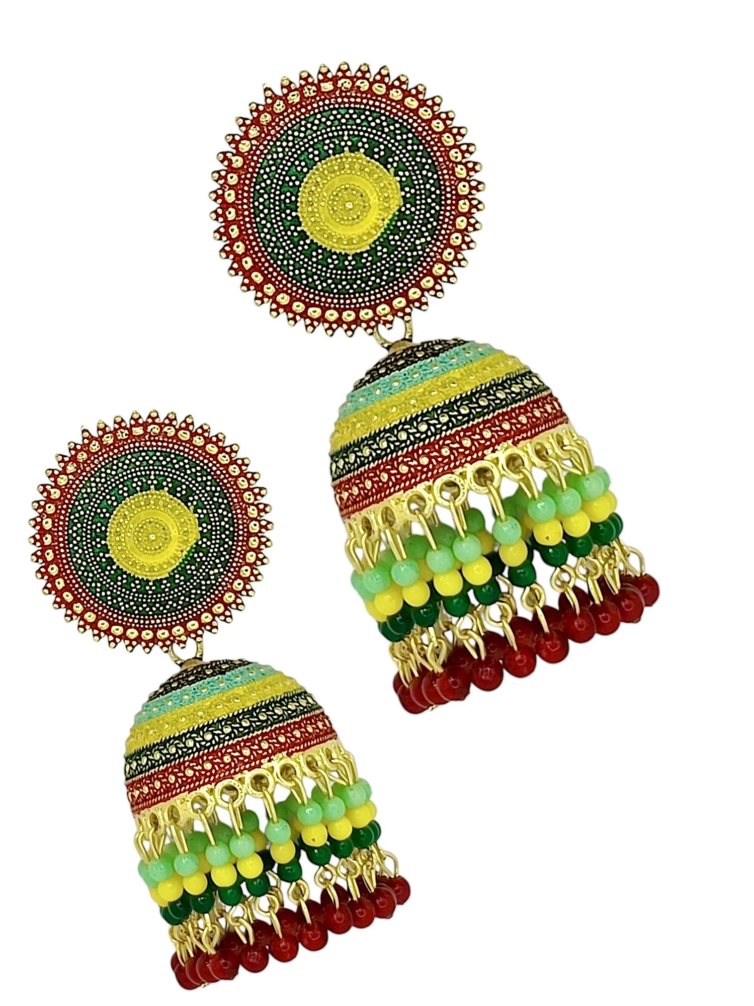 Multicolor Circular Beaded jhumka Earrings